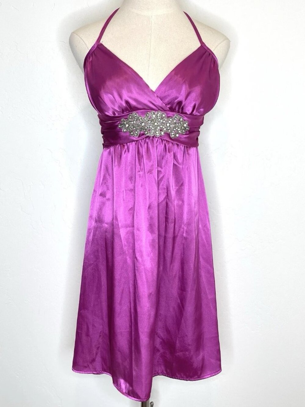 B. Darlin Satin Halter Babydoll Dress